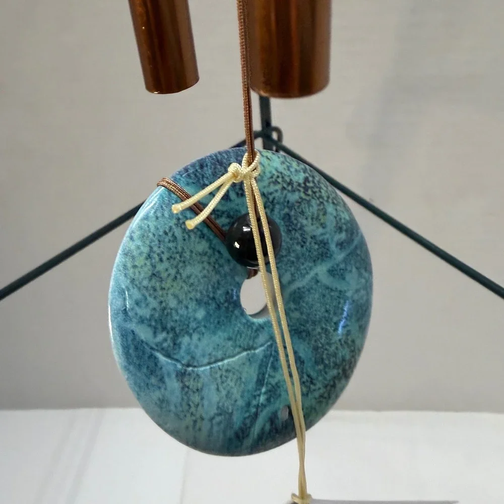 Woodstock Turquoise Chime Petite Bronze Tubes Wood Top Wind Chime WTBRN NEW